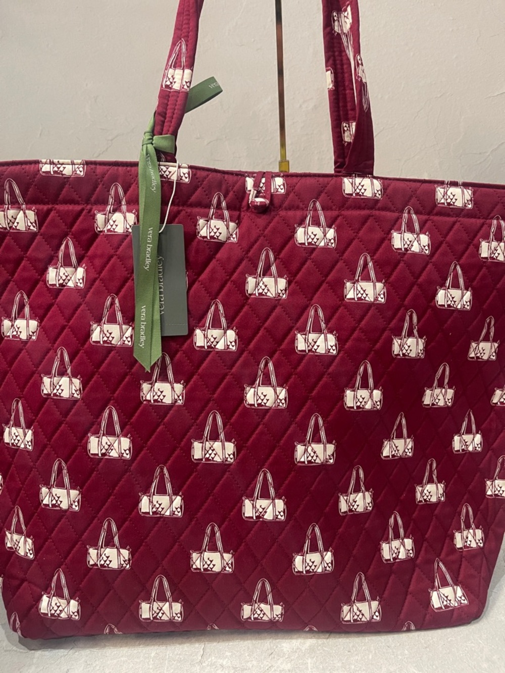 Vera Bradley Burgundy Quilted Tote with Mini Bag Print